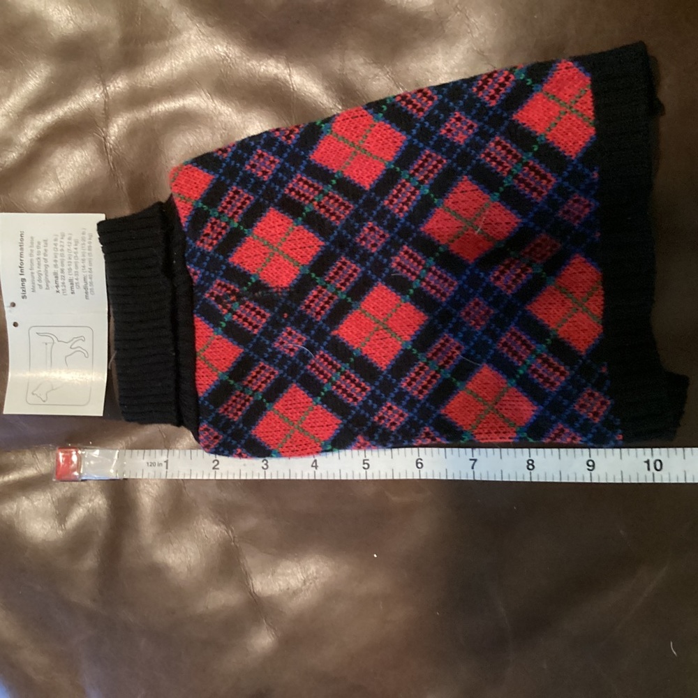 Bundle 2 for $10 - dog red plaid 10” sweater